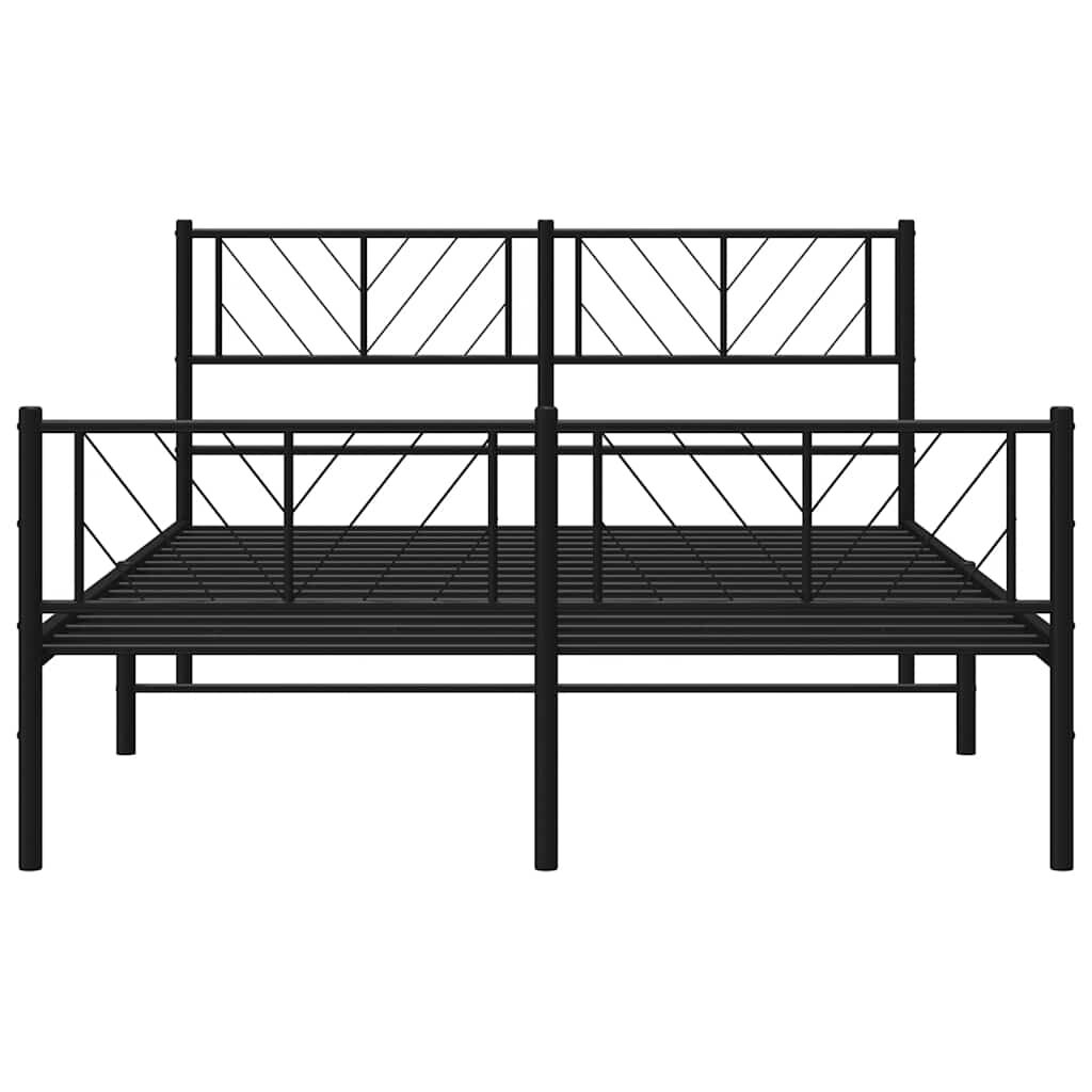 Metal Bed Frame without Mattress with Footboard Black 150x200 cm Price