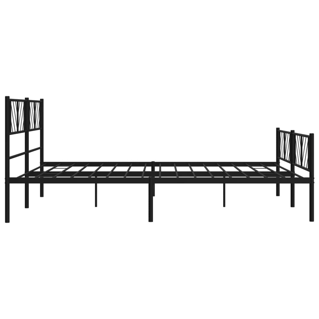Metal Bed Frame without Mattress with Footboard Black 183x203 cm King Price