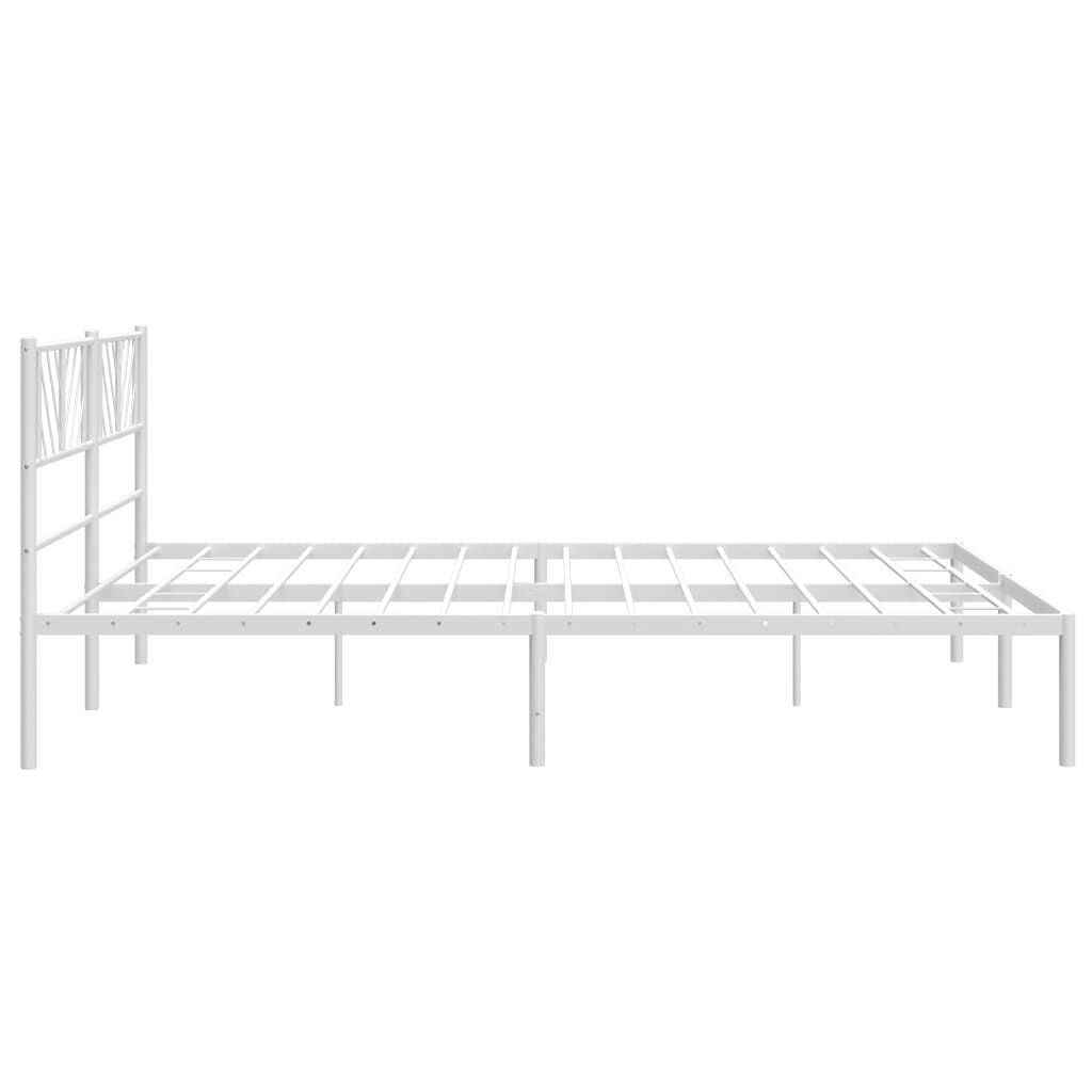 Metal Bed Frame without Mattress with Headboard White 183x203 cm King Price