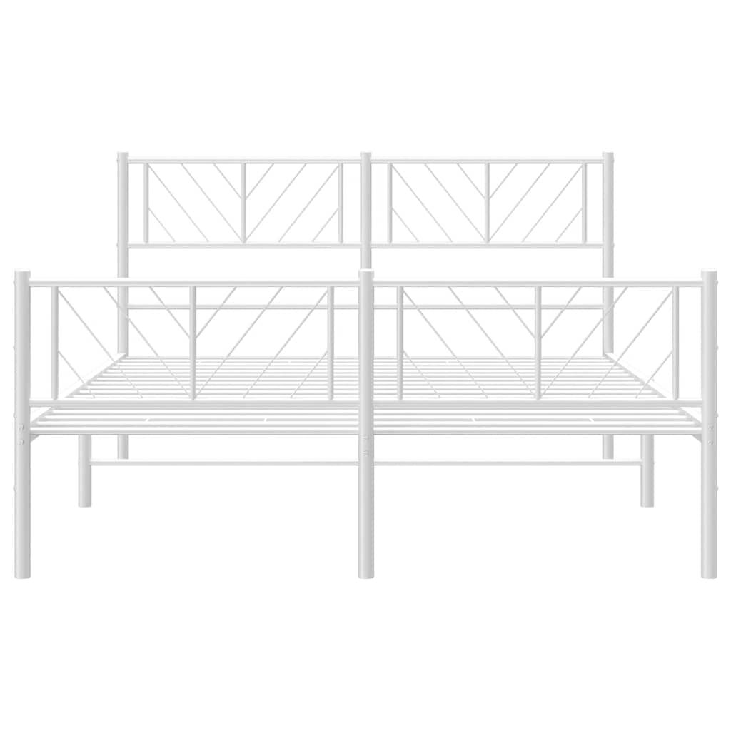 Metal Bed Frame without Mattress with Footboard White 135x190 cm Price