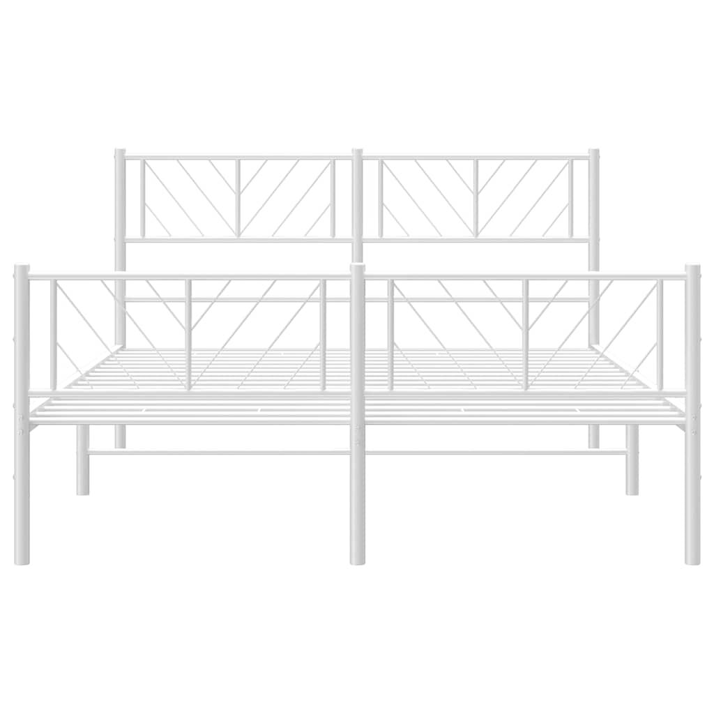 Metal Bed Frame without Mattress with Footboard White 150x200 cm Price