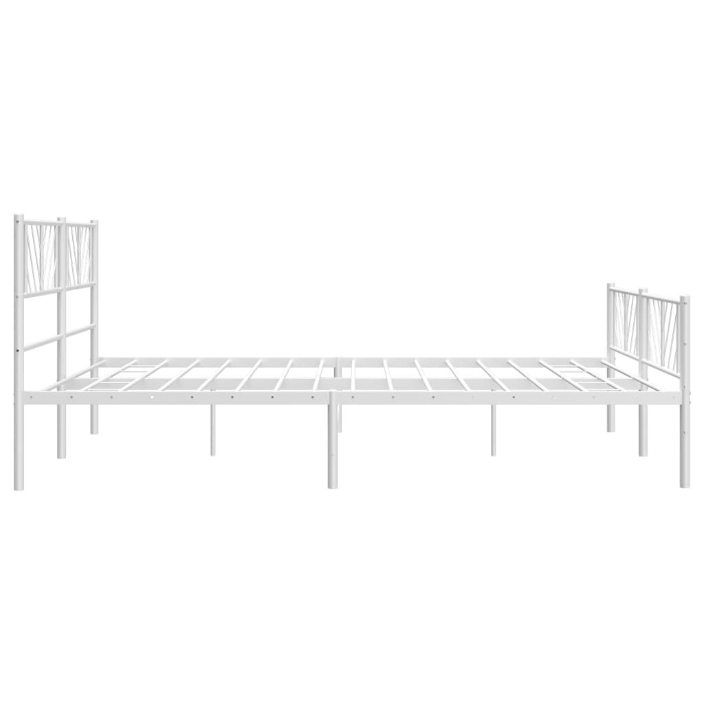 Metal Bed Frame without Mattress with Footboard White 183x203 cm King Price