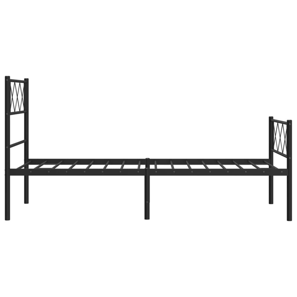 Metal Bed Frame without Mattress with Footboard Black 90x190 cm Price