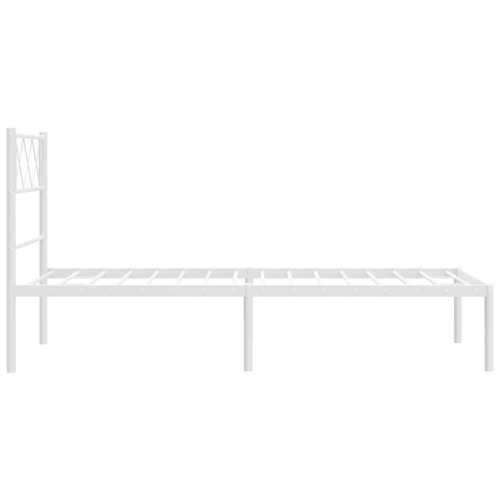 Metal Bed Frame without Mattress with Headboard White 90x190 cm Price