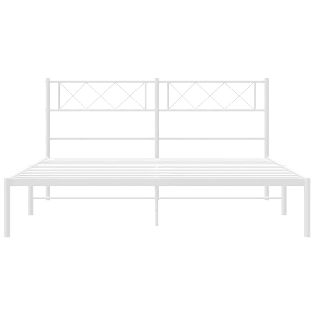 Metal Bed Frame without Mattress with Headboard White 150x200 cm Price