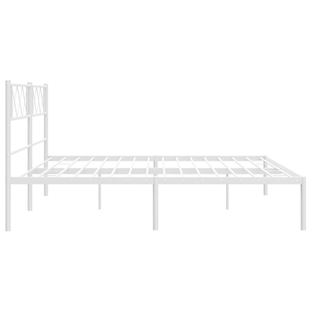 Metal Bed Frame without Mattress with Headboard White 183x203 cm King Price