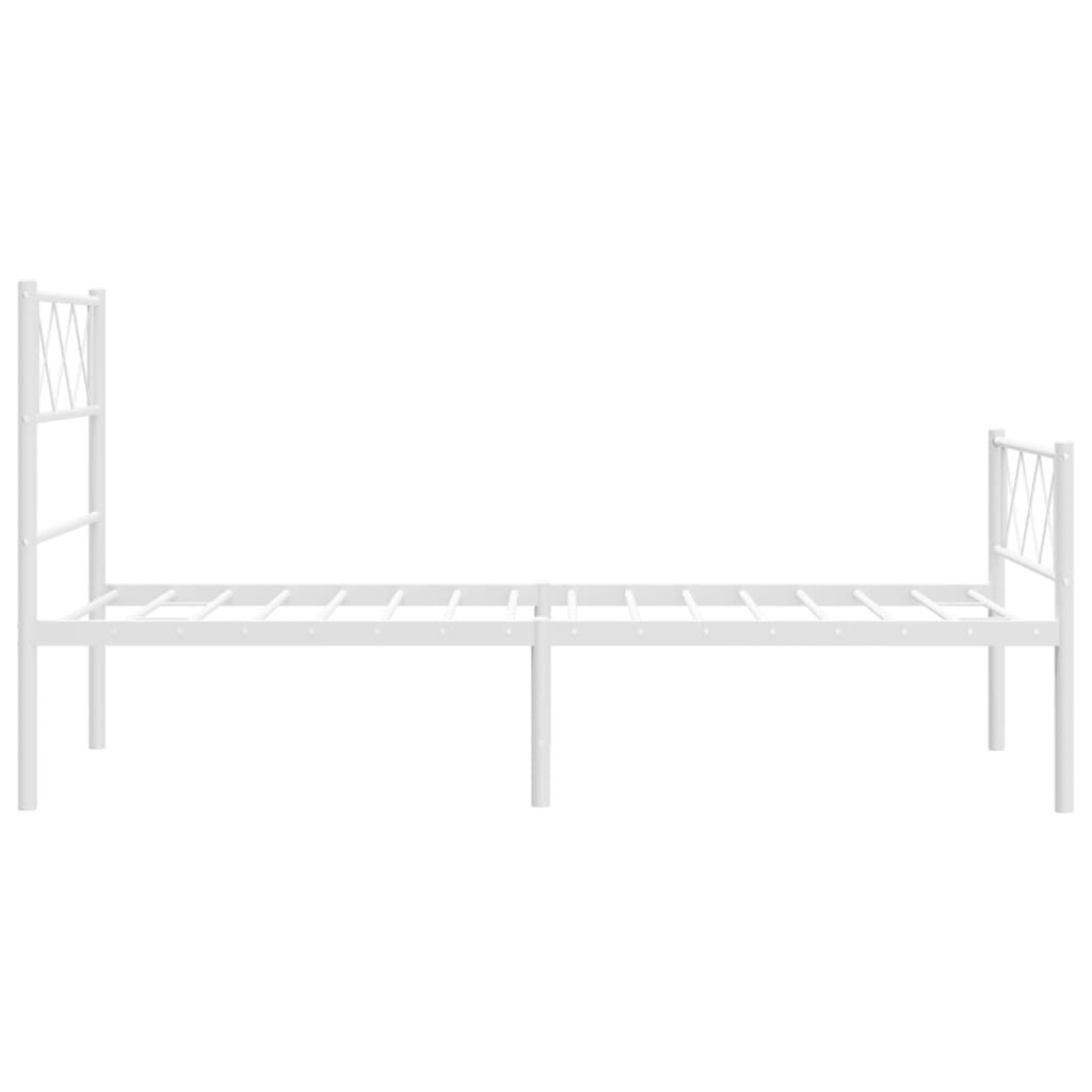 Metal Bed Frame without Mattress with Footboard White 90x190 cm Price