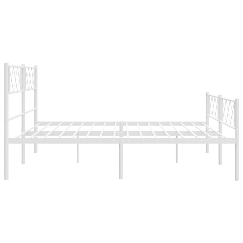 Metal Bed Frame without Mattress with Footboard White 183x203 cm King Price