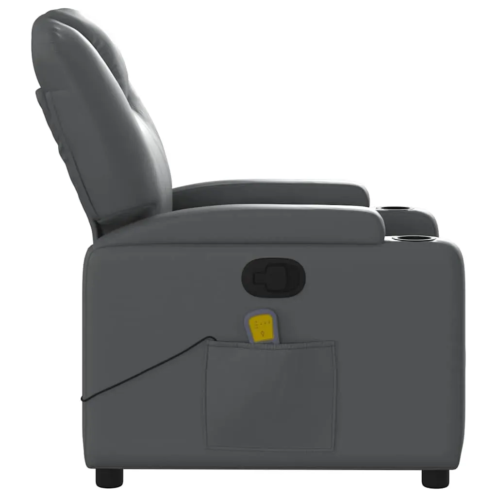 Massage Recliner Chair Grey Faux Leather Price