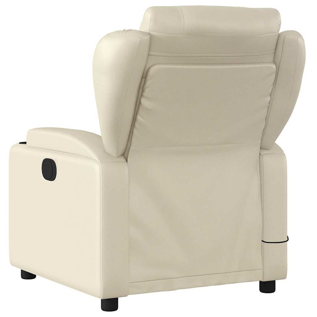 Massage Recliner Chair Cream Faux Leather Price