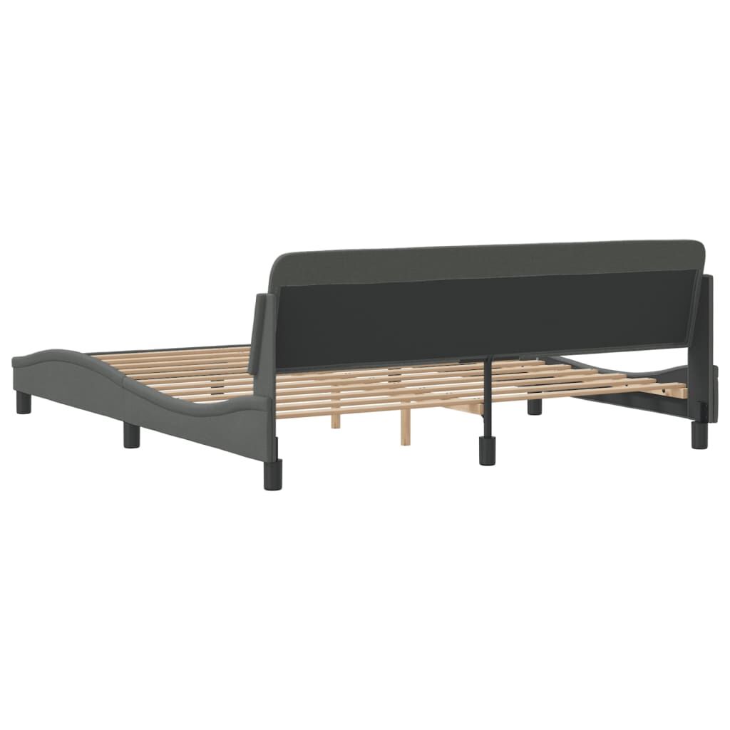 Bed Frame without Mattress Dark Grey 183x203 cm King Fabric Price