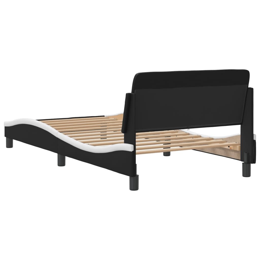 Bed Frame without Mattress Black and White 107x203 cm King Single Faux Leather Price