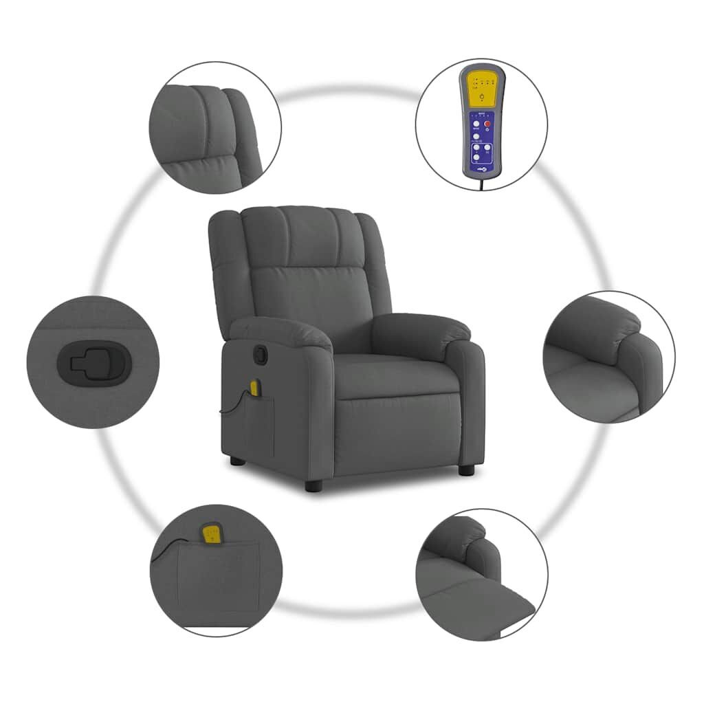 Massage Recliner Chair Dark Grey Fabric Price