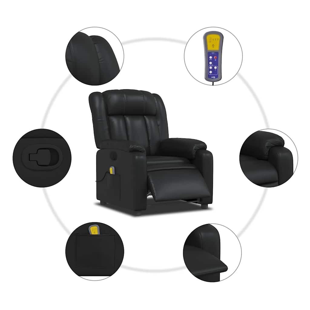 Massage Recliner Chair Black Faux Leather Price