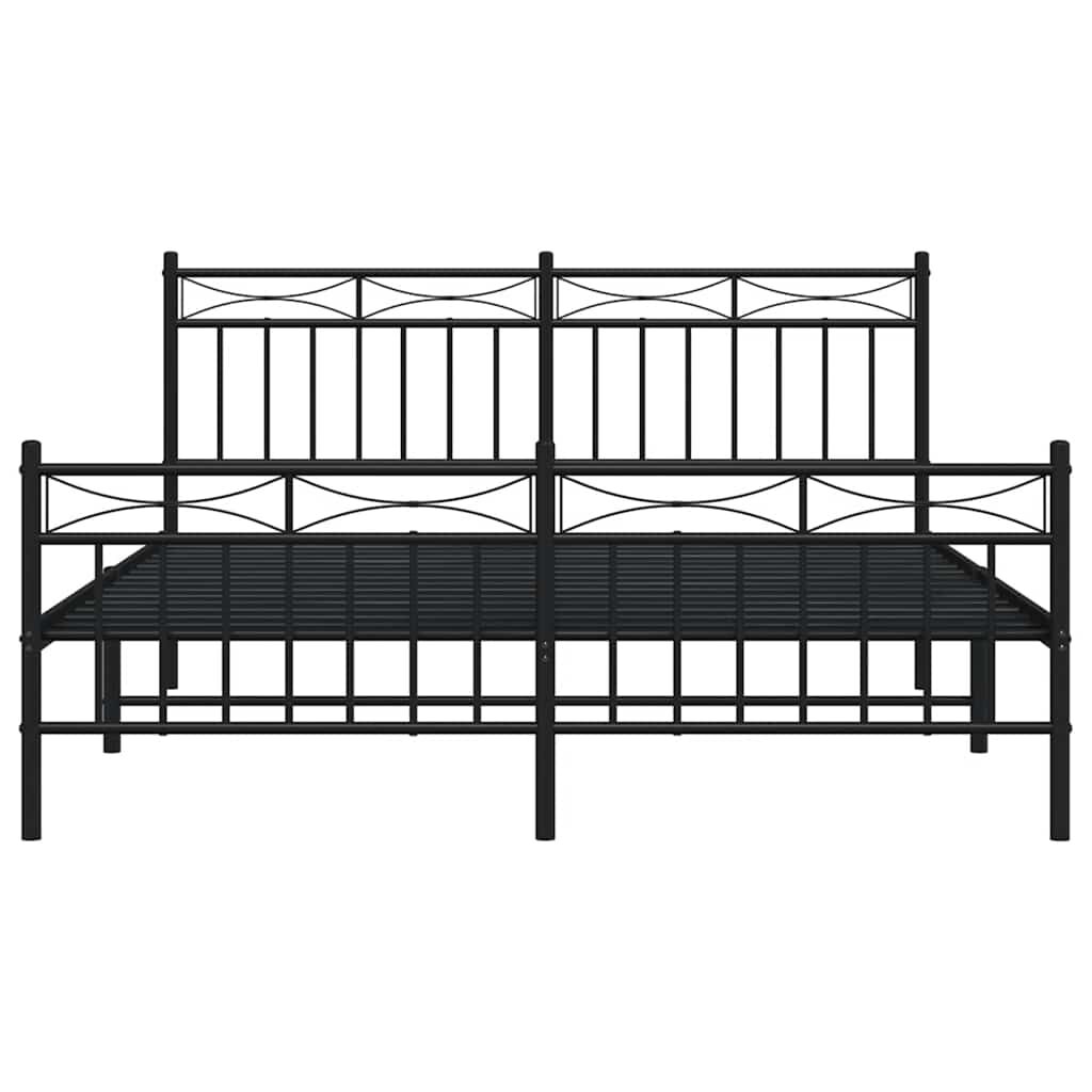 Metal Bed Frame without Mattress with Footboard Black 150x200 cm Price