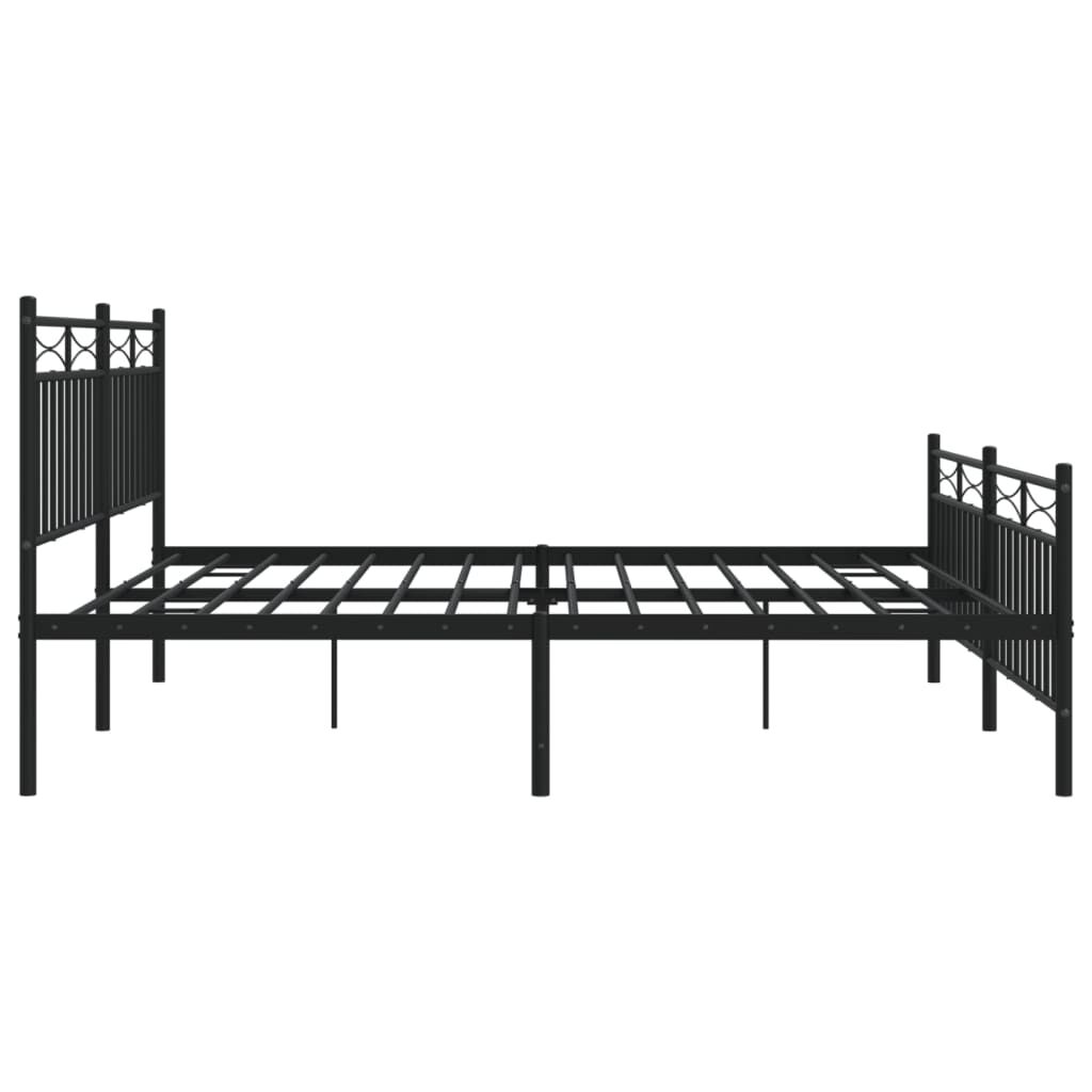Metal Bed Frame without Mattress with Footboard Black 183x203 cm King Price