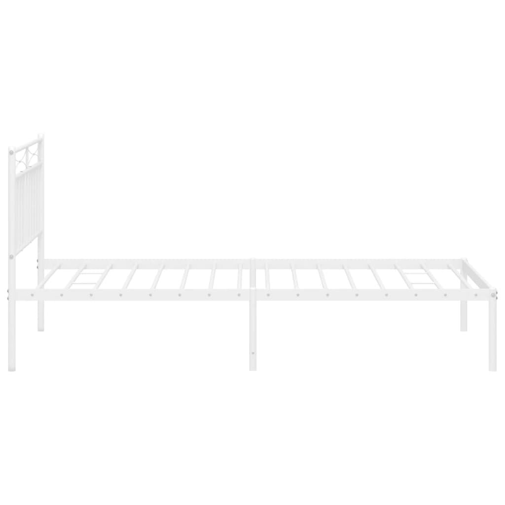 Metal Bed Frame without Mattress with Headboard White 107x203 cm King Single Price
