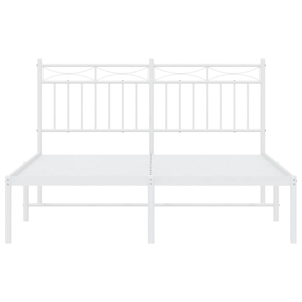 Metal Bed Frame without Mattress with Headboard White 135x190 cm Price