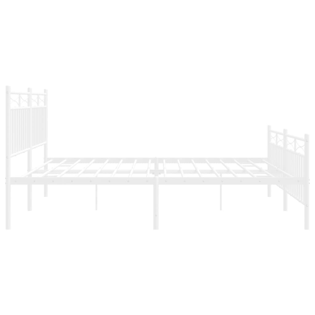 Metal Bed Frame without Mattress with Footboard White 183x203 cm King Price