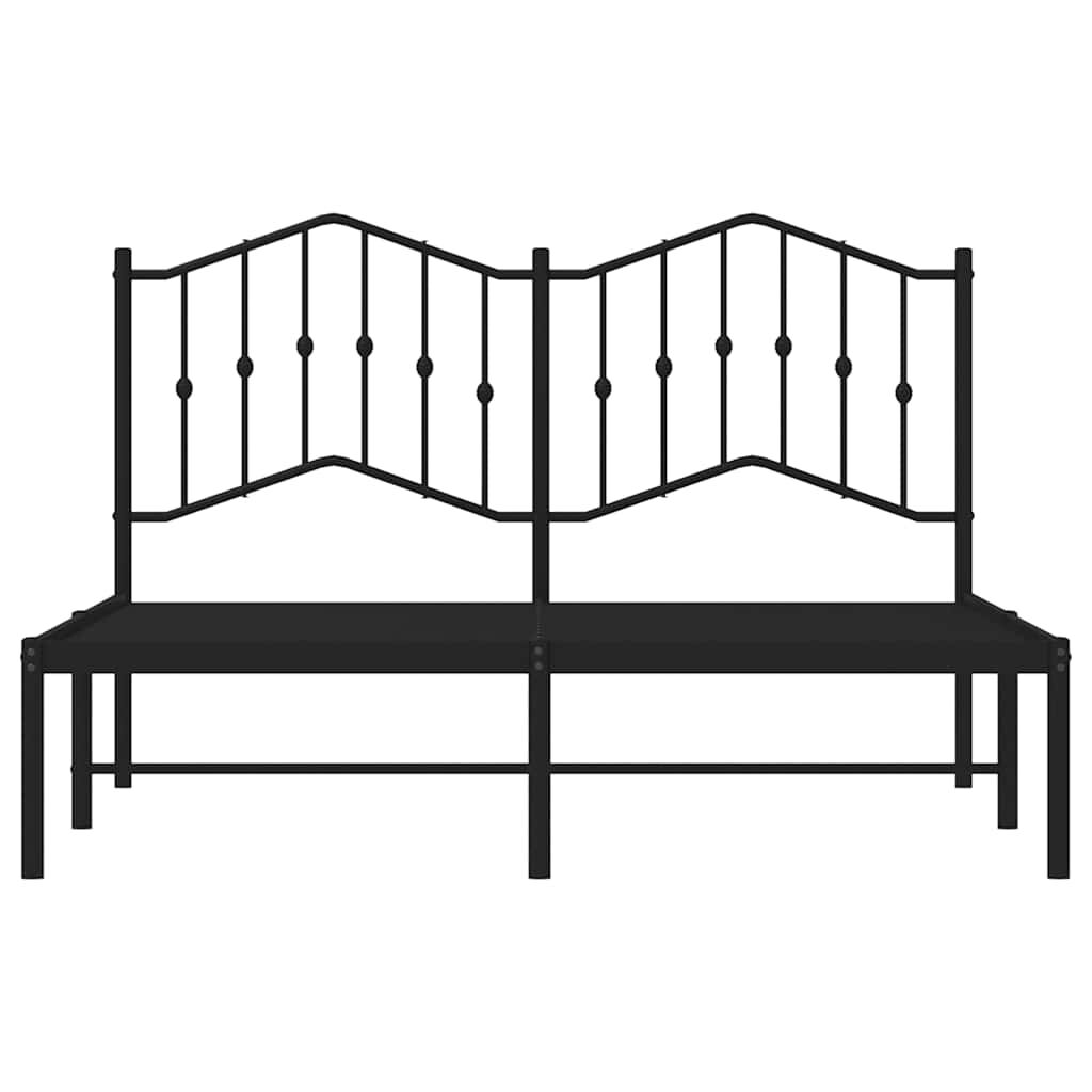 Metal Bed Frame without Mattress with Headboard Black 135x190 cm Price