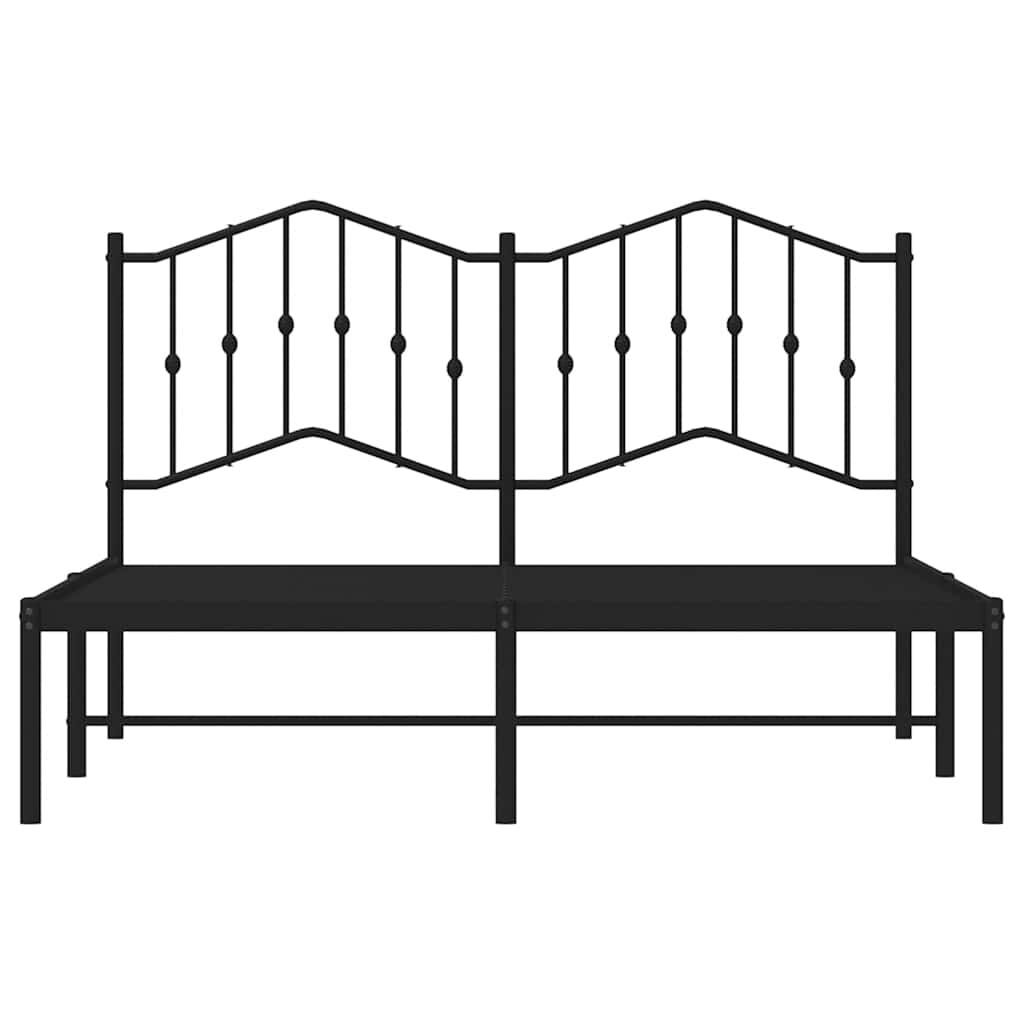 Metal Bed Frame without Mattress with Headboard Black 150x200 cm Price
