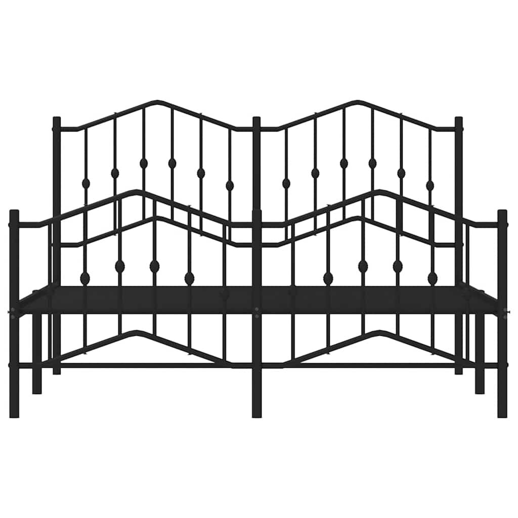 Metal Bed Frame without Mattress with Footboard Black 150x200 cm Price