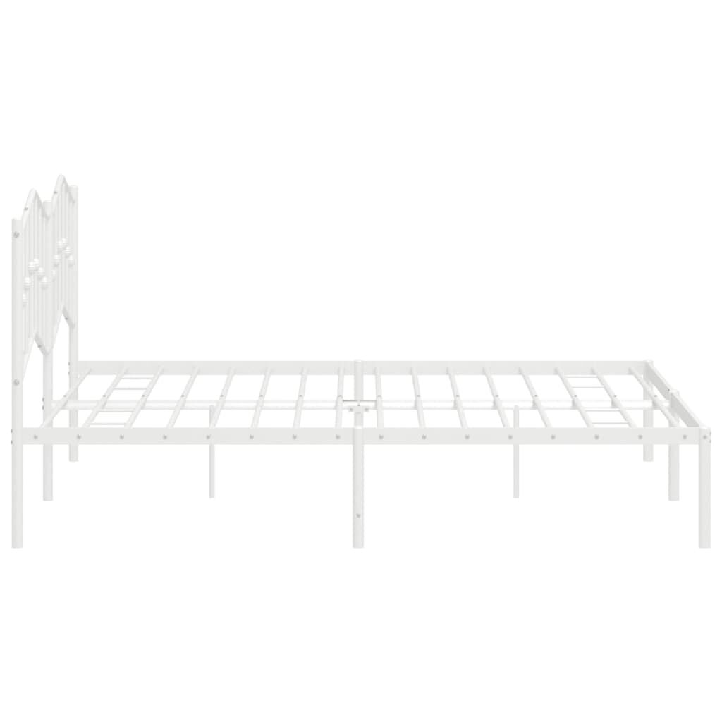 Metal Bed Frame without Mattress with Headboard White 183x203 cm King Price