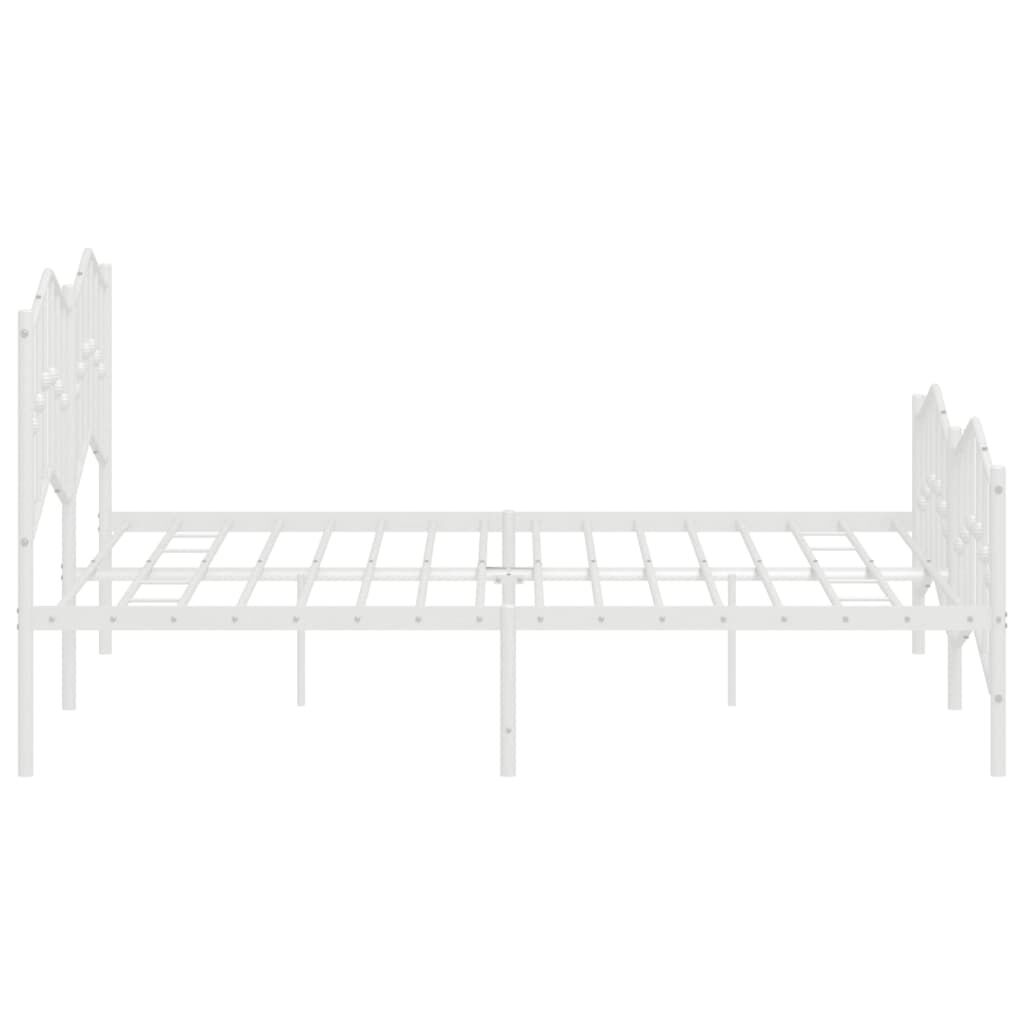 Metal Bed Frame without Mattress with Footboard White 183x203 cm King Price