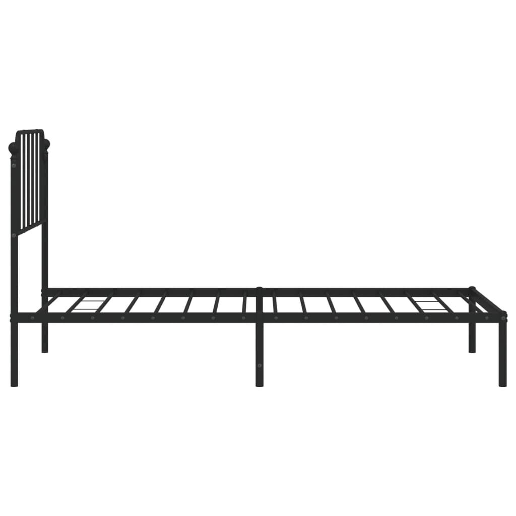 Metal Bed Frame without Mattress with Headboard Black 90x190 cm Price