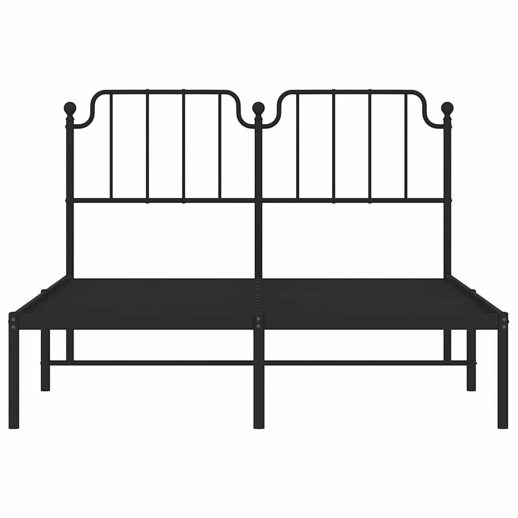 Metal Bed Frame without Mattress with Headboard Black 150x200 cm Price