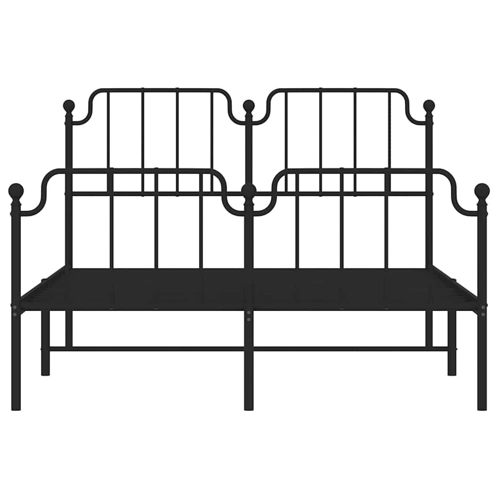 Metal Bed Frame without Mattress with Footboard Black 150x200 cm Price
