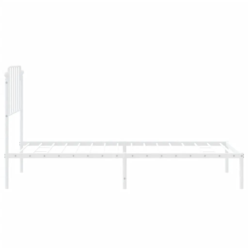Metal Bed Frame without Mattress with Headboard White 90x190 cm Price