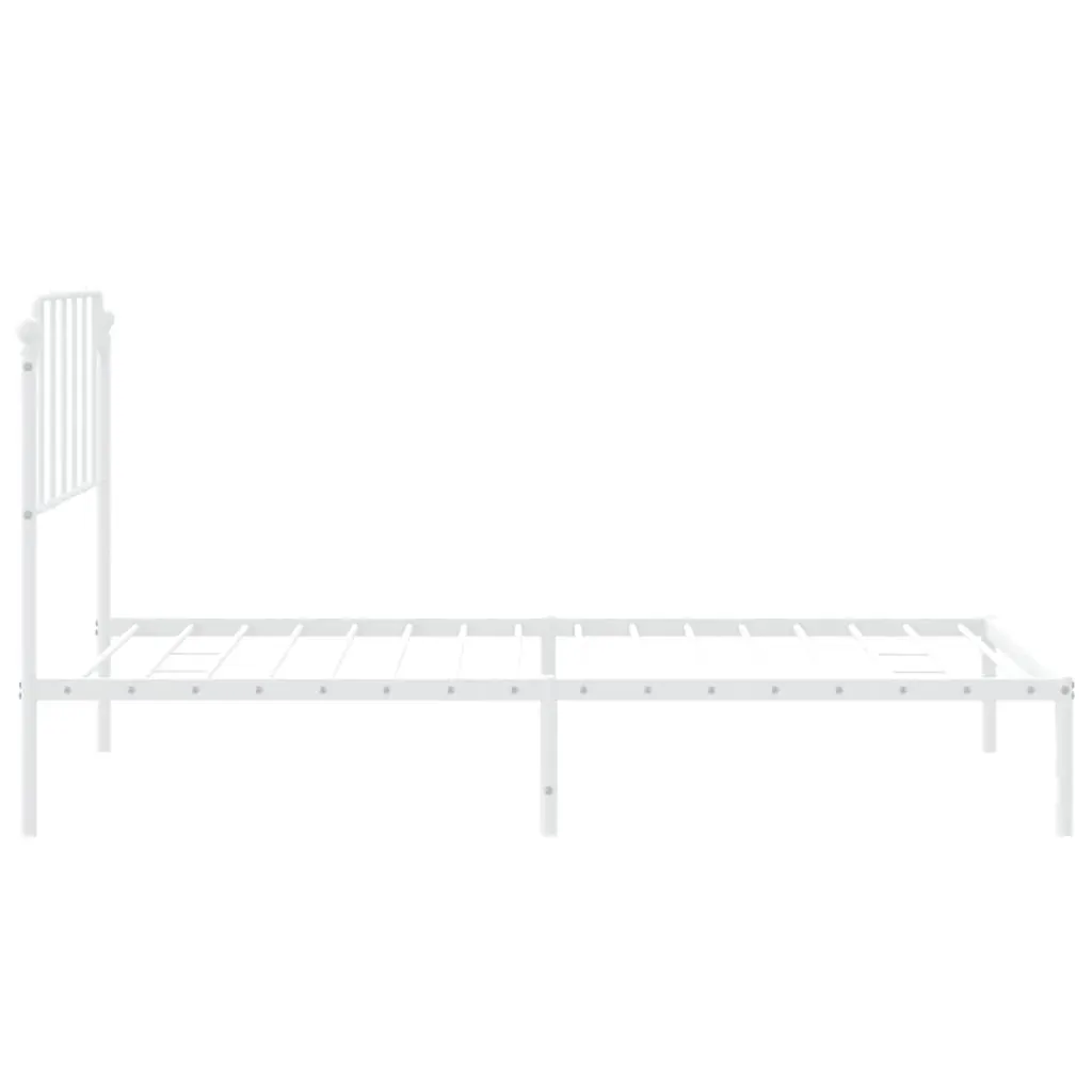 Metal Bed Frame without Mattress with Headboard White 107x203 cm King Single Price