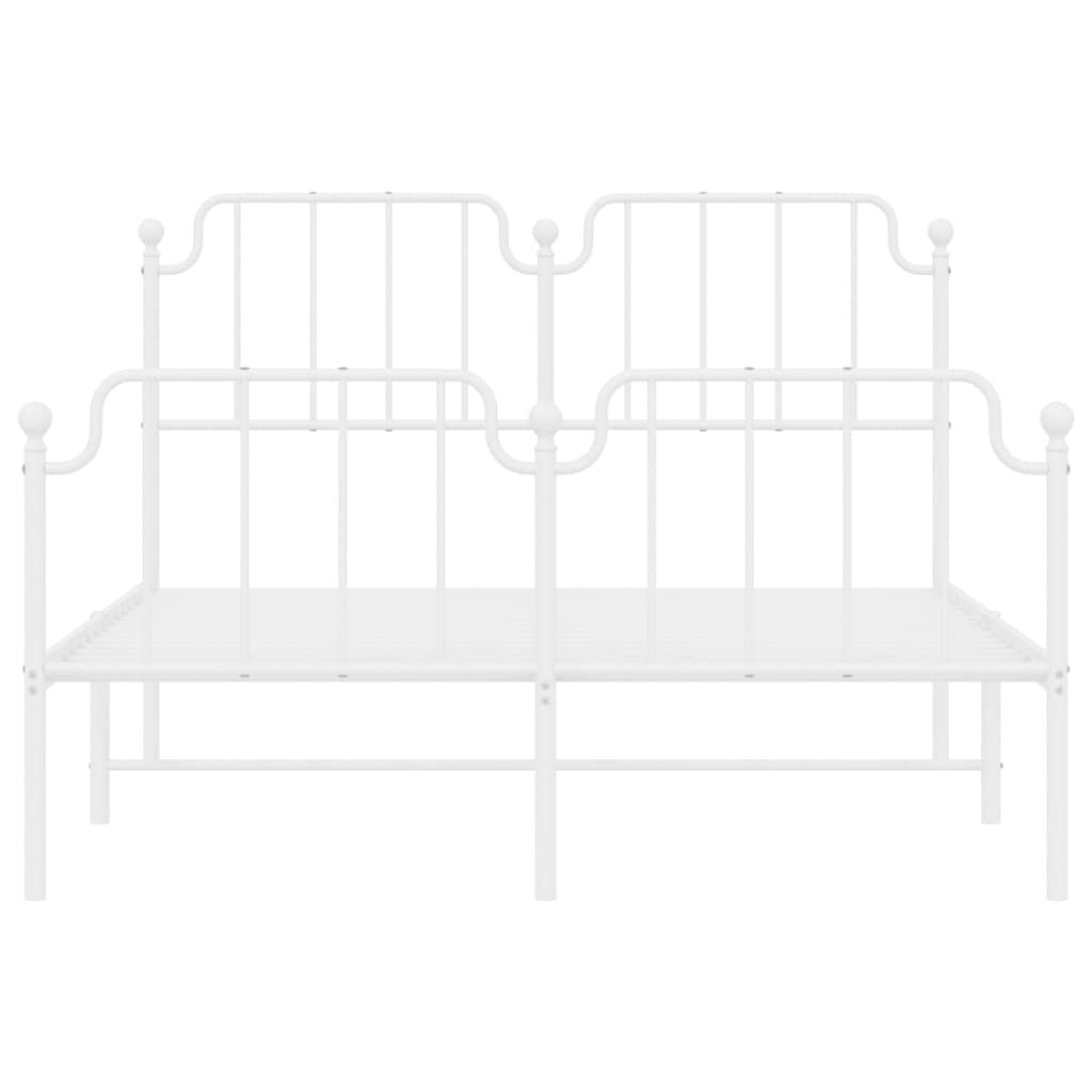 Metal Bed Frame without Mattress with Footboard White 150x200 cm Price