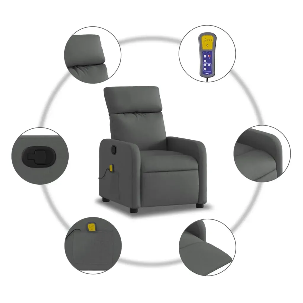 Massage Recliner Chair Dark Grey Fabric Price