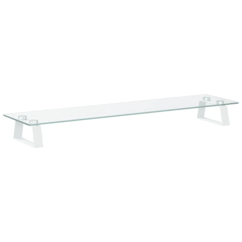 Monitor Stand White 80x20x8 cm Tempered Glass and Metal Price