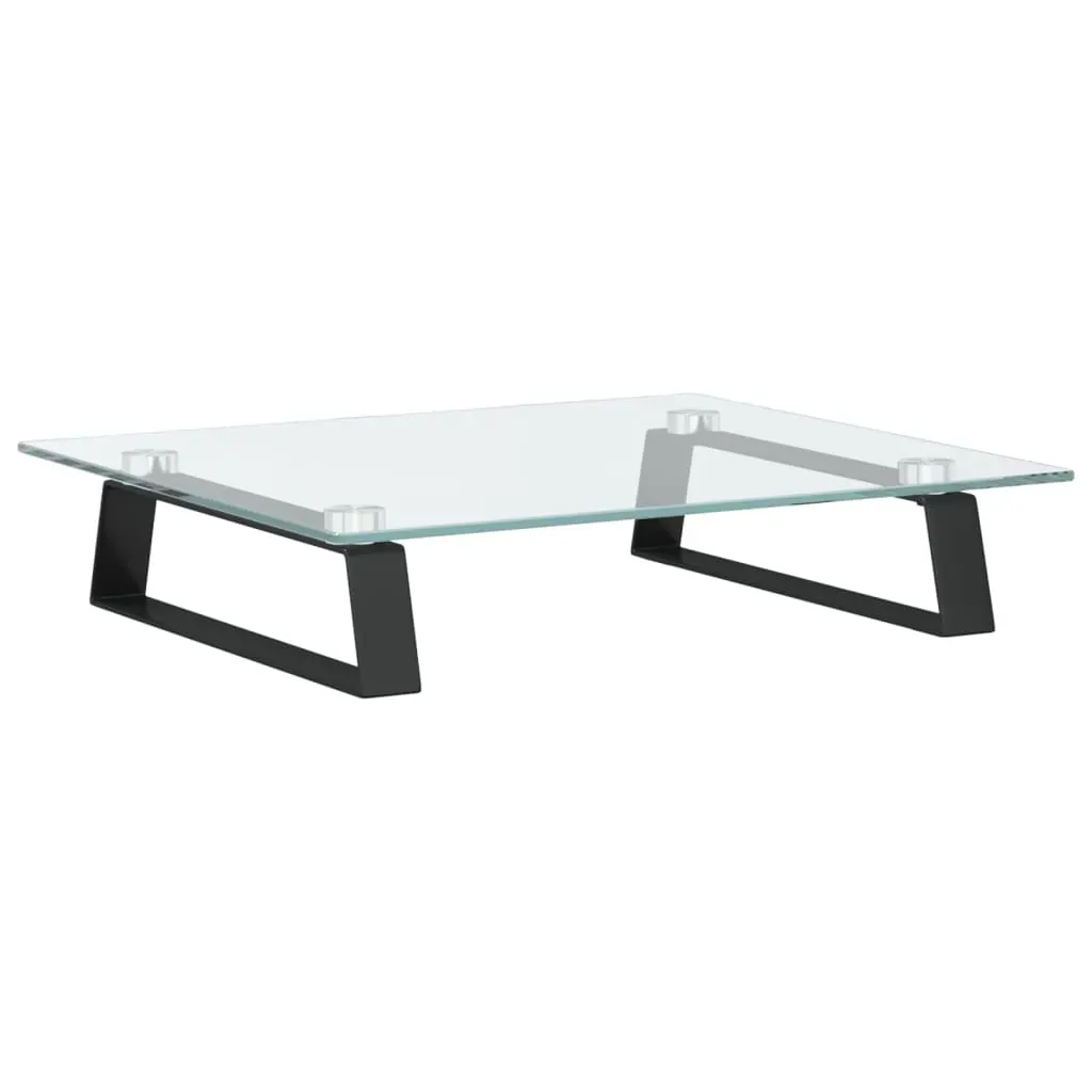 Monitor Stand Black 40x35x8 cm Tempered Glass and Metal Price