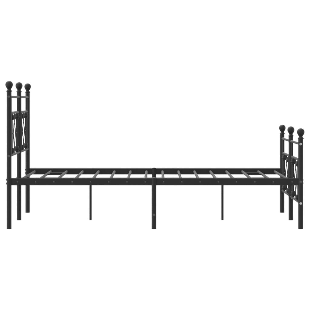 Metal Bed Frame without Mattress with Footboard Black 135x190 cm Price