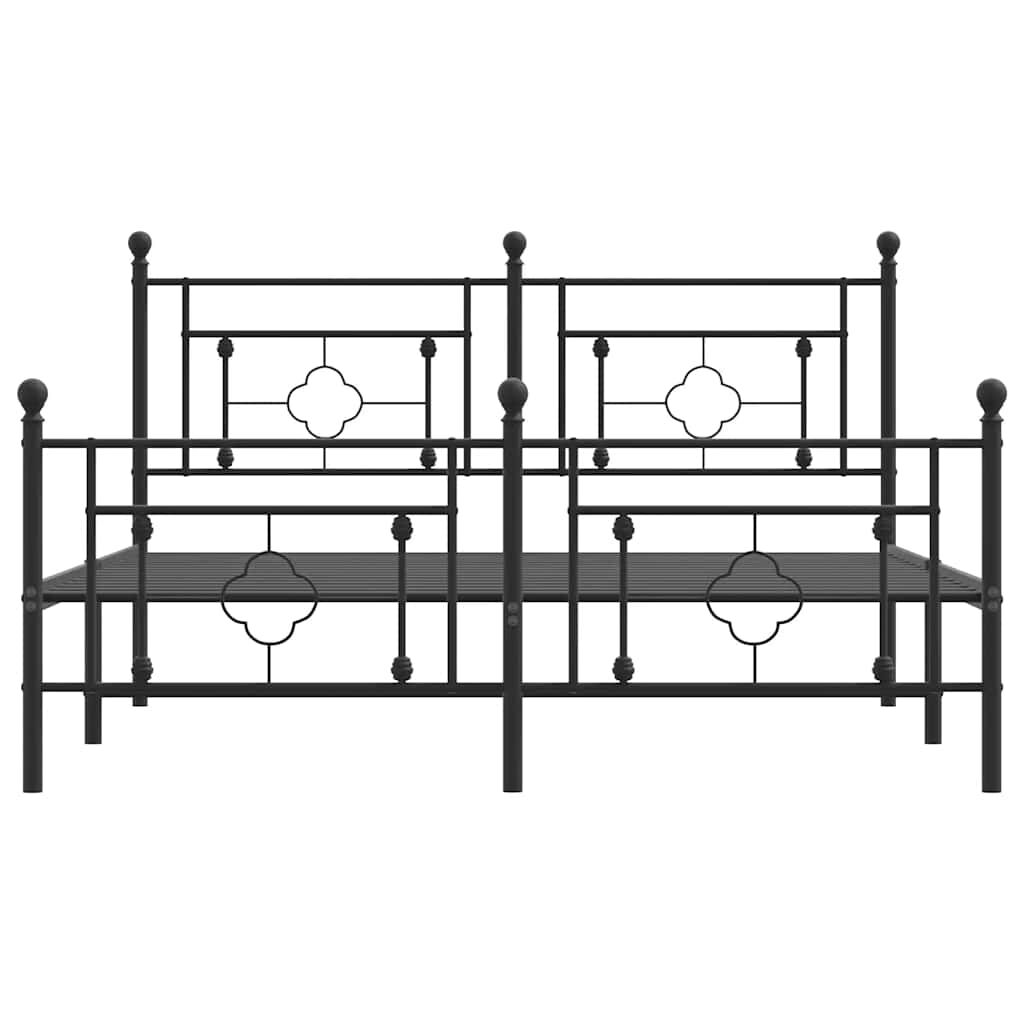 Metal Bed Frame without Mattress with Footboard Black 150x200 cm Price