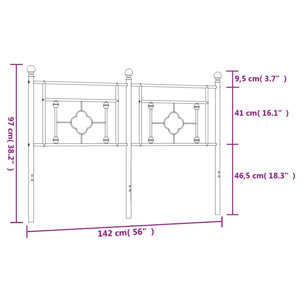 Metal Headboard Black 137 cm Double Price