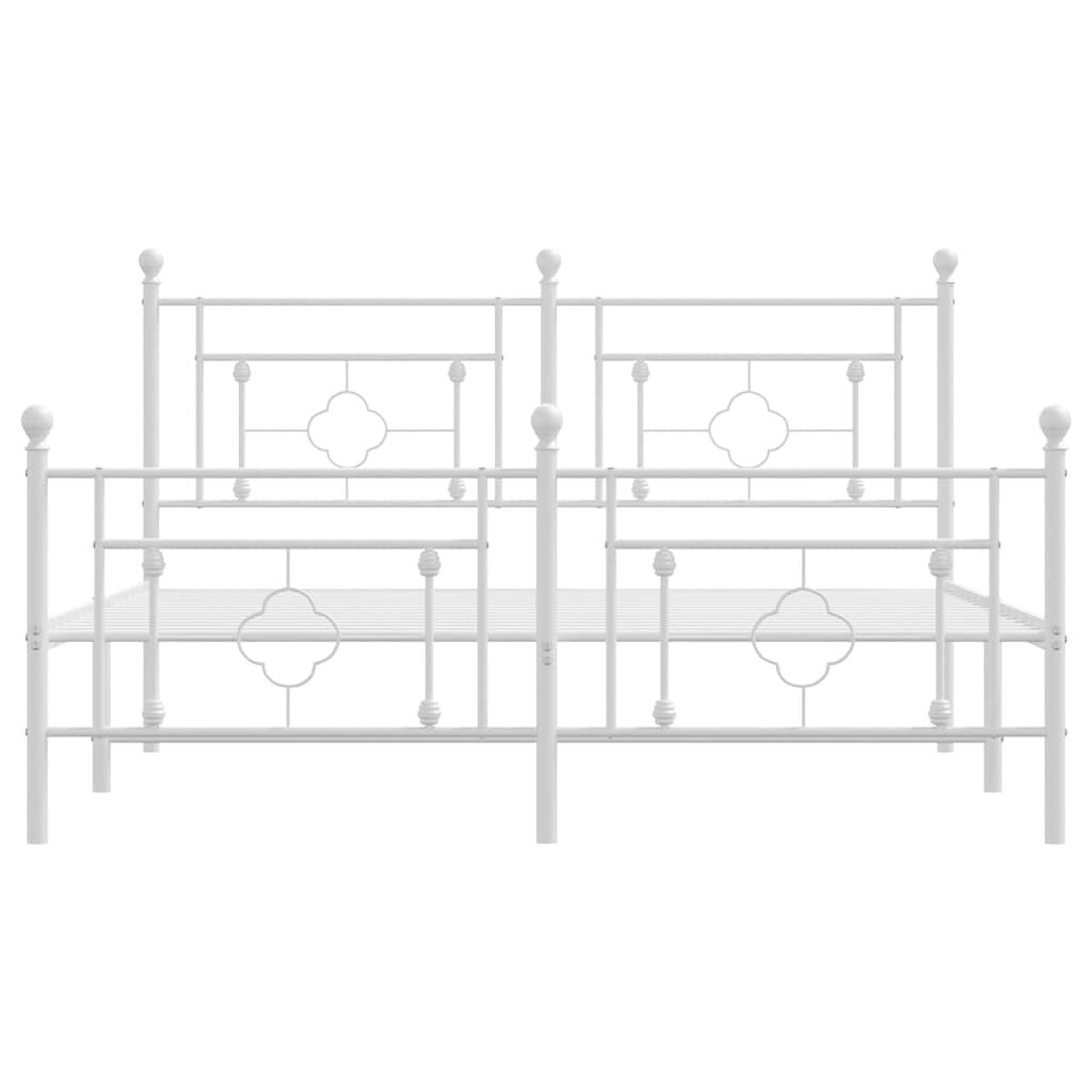 Metal Bed Frame without Mattress with Footboard White 150x200 cm Price