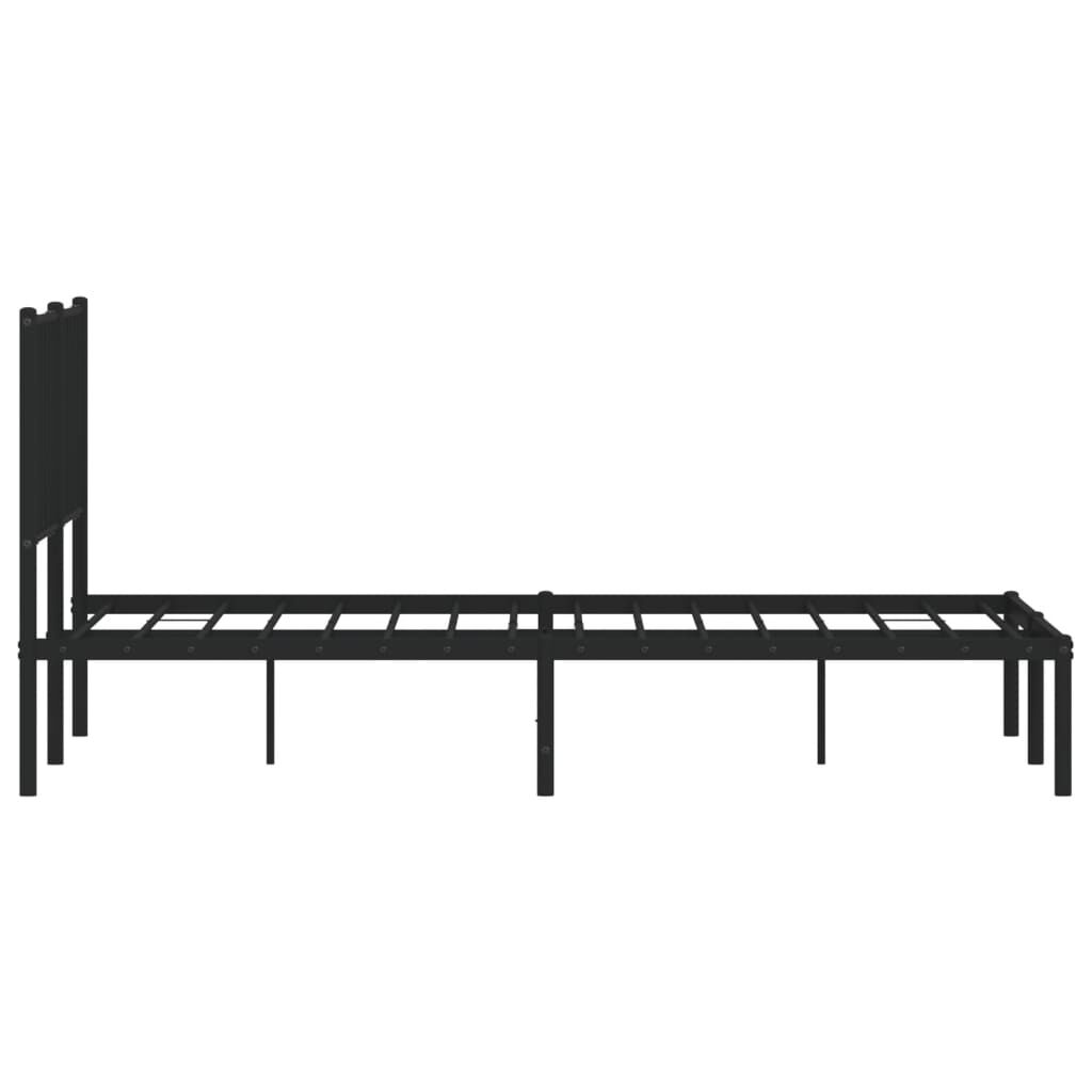 Metal Bed Frame without Mattress with Headboard Black 135x190 cm Price