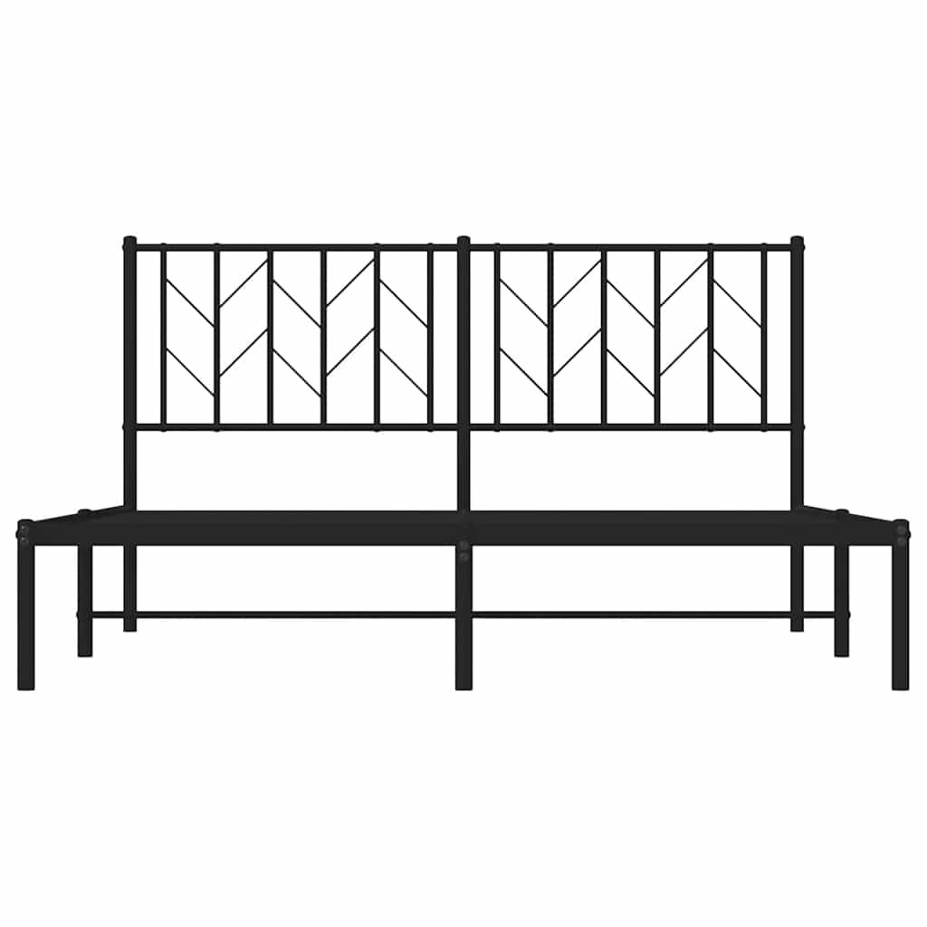 Metal Bed Frame without Mattress with Headboard Black 150x200 cm Price