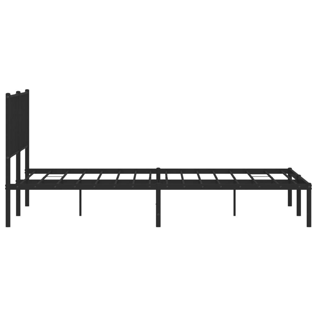 Metal Bed Frame without Mattress with Headboard Black 183x203 cm King Price