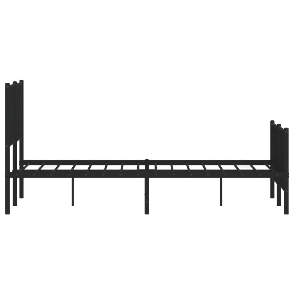 Metal Bed Frame without Mattress with Footboard Black 135x190 cm Price