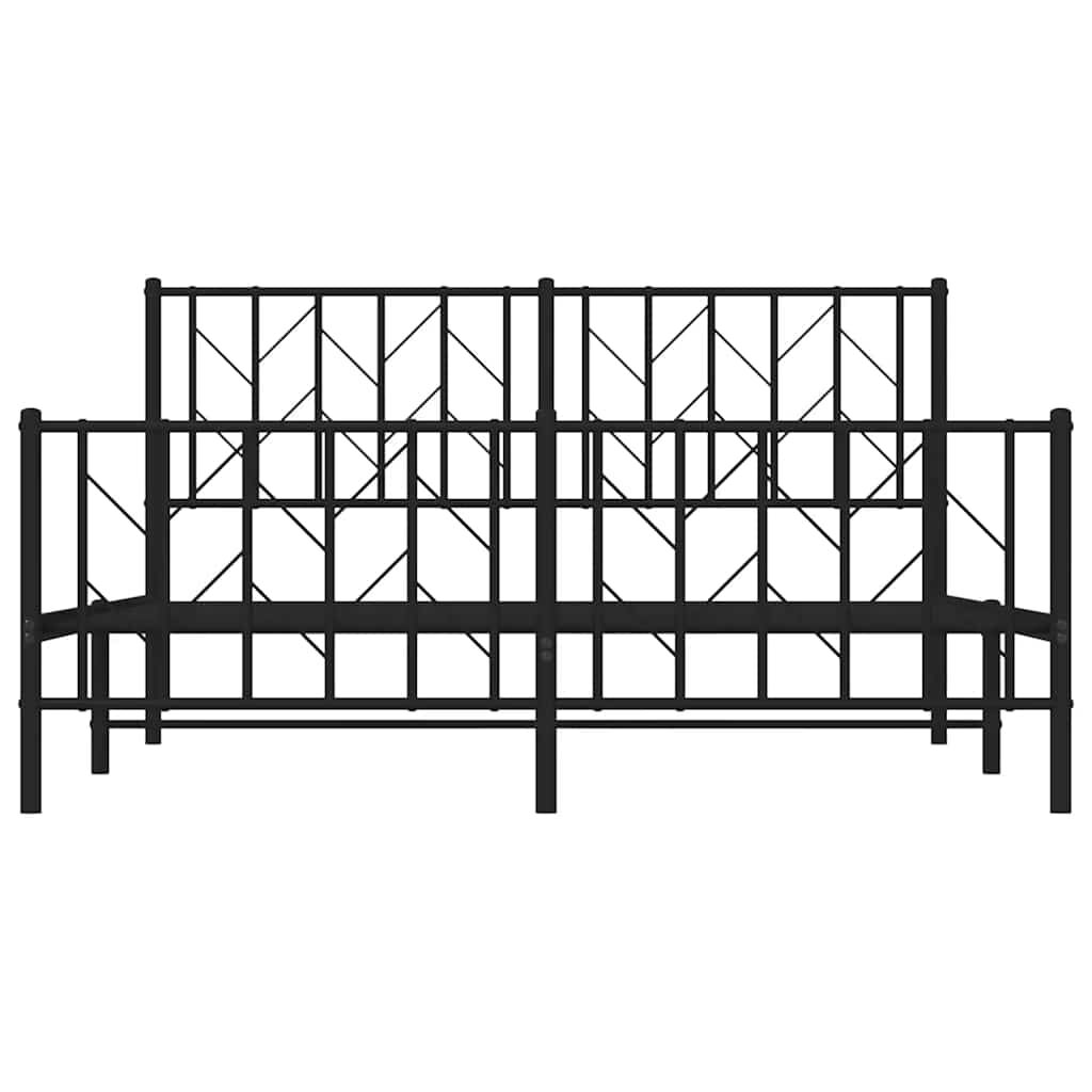 Metal Bed Frame without Mattress with Footboard Black 150x200 cm Price
