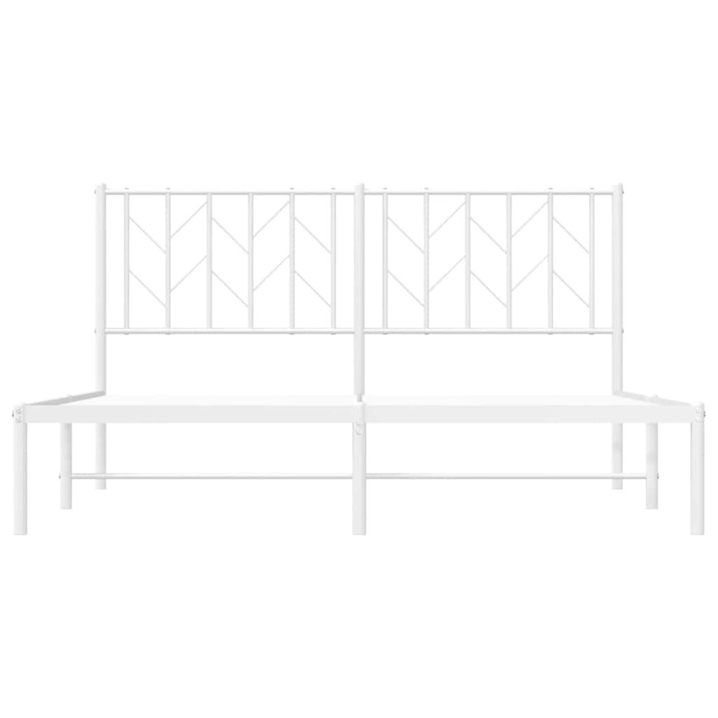 Metal Bed Frame without Mattress with Headboard White 150x200 cm Price