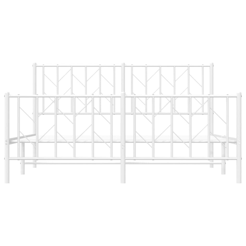 Metal Bed Frame without Mattress with Footboard White 150x200 cm Price