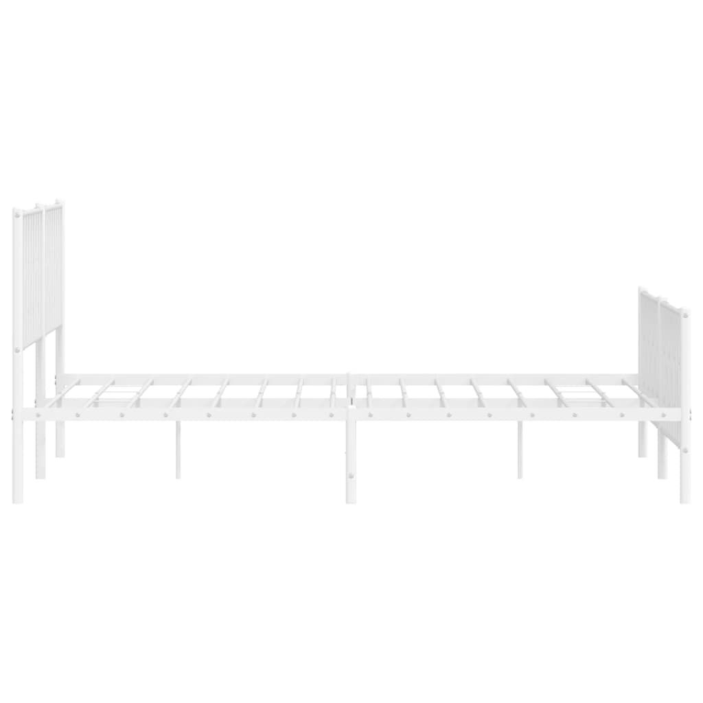 Metal Bed Frame without Mattress with Footboard White 183x203 cm King Price