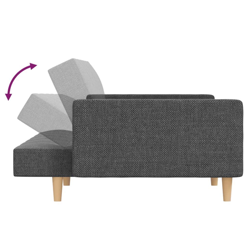 2-Seater Sofa Bed with Two Pillows Light Grey Fabric Price